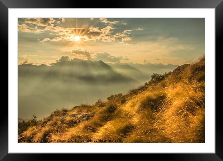 The Sun Sets Over The Mountains Framed Mounted Print by Fabrizio Malisan