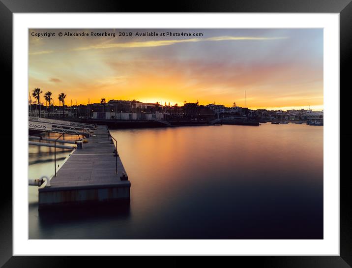 Idyllic sunset at marina in Cascais, Portugal Framed Mounted Print by Alexandre Rotenberg