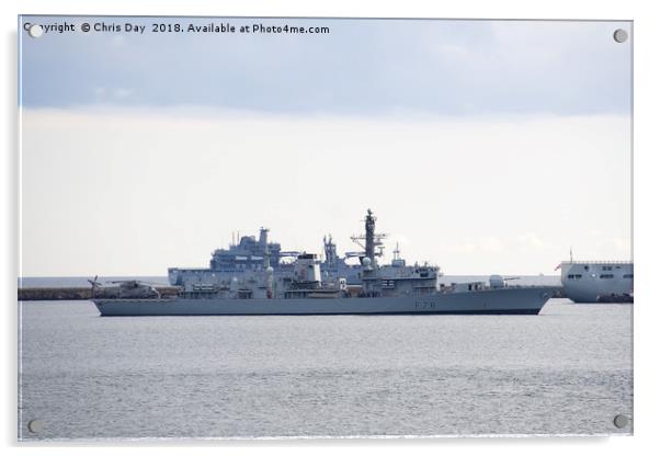 HMS Kent on Plymouth Sound Acrylic by Chris Day