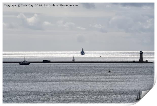 HMS Northumberland heading for Plymouth Sound Print by Chris Day