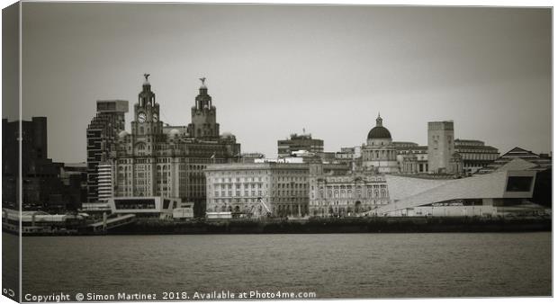 A Classic View of Liverpool Waterfront Canvas Print by Simon Martinez