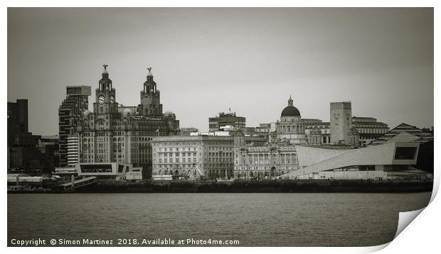 A Classic View of Liverpool Waterfront Print by Simon Martinez