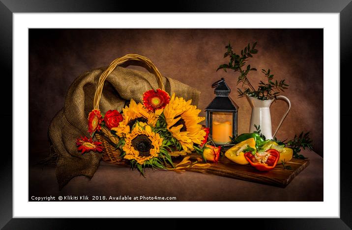 Sunflowers still life Framed Mounted Print by Angela H