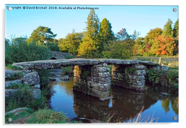 Dartmoor Clapper Bridge Acrylic by David Birchall