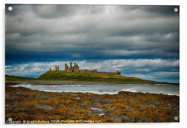 Dunstanburgh Castle on a blustery day Acrylic by Angela Wallace