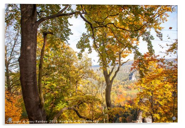 Autumnal Trees. Saxon Switzerland Acrylic by Jenny Rainbow
