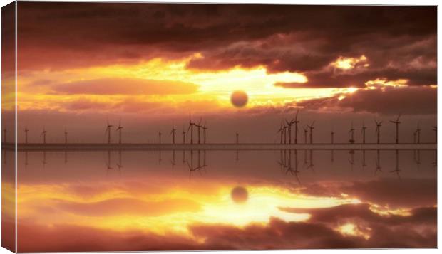 windfarm at sunset Canvas Print by sue davies