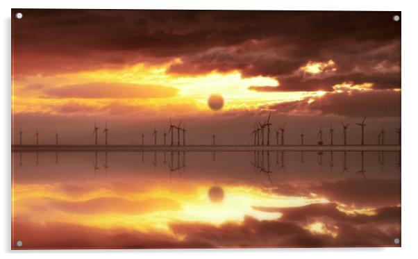 windfarm at sunset Acrylic by sue davies