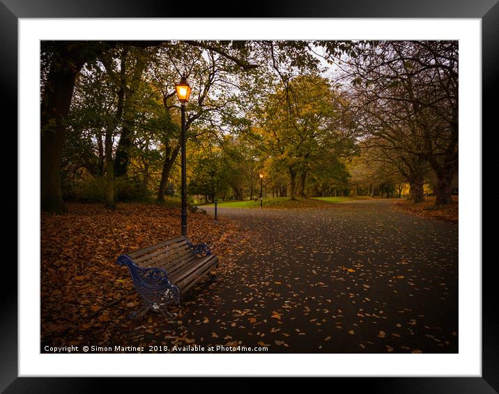 Autumn Path by Lamplight Framed Mounted Print by Simon Martinez