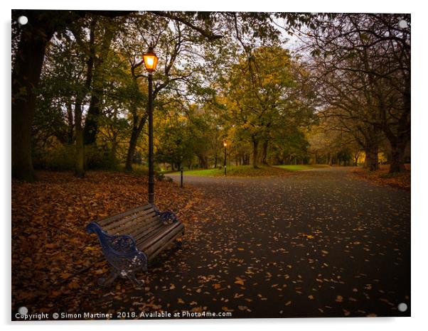 Autumn Path by Lamplight Acrylic by Simon Martinez