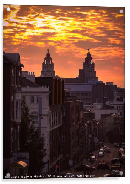 A Liverpool Sunset Acrylic by Simon Martinez