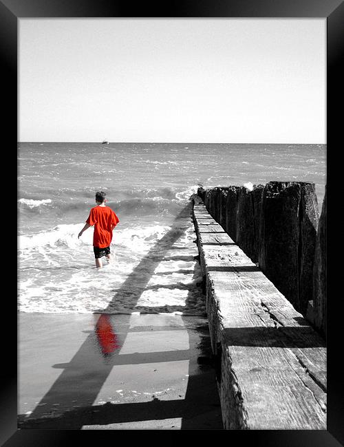 boy in red Framed Print by Heather Newton