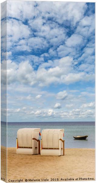 Idyllic Baltic Sea with typical beach chairs Canvas Print by Melanie Viola