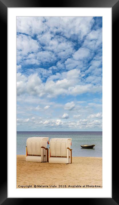 Idyllic Baltic Sea with typical beach chairs Framed Mounted Print by Melanie Viola