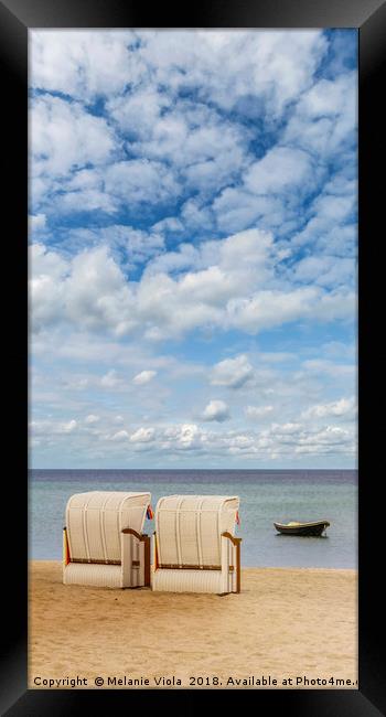 Idyllic Baltic Sea with typical beach chairs Framed Print by Melanie Viola