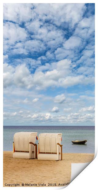 Idyllic Baltic Sea with typical beach chairs Print by Melanie Viola