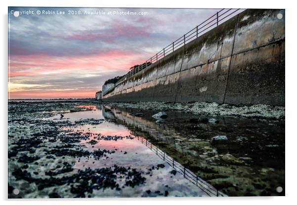Sunset reflections Ramsgate Western Undercliff Acrylic by Robin Lee
