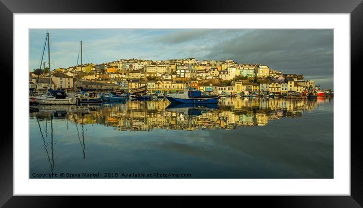 Coastal fishing port Brixham at dawn Framed Mounted Print by Steve Mantell