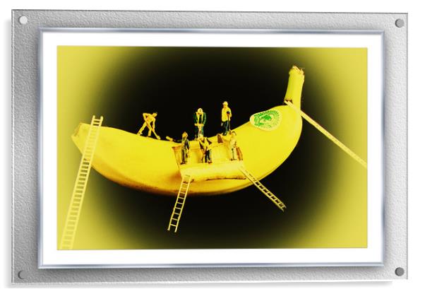 Banana Boat Mining Company Silver Frame Acrylic by Steve Purnell