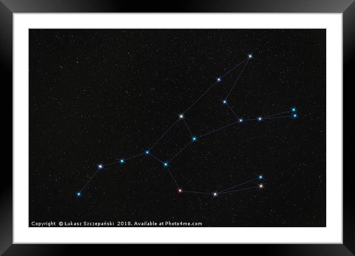 Ursa Major constellation, stars connected by lines Framed Mounted Print by Łukasz Szczepański