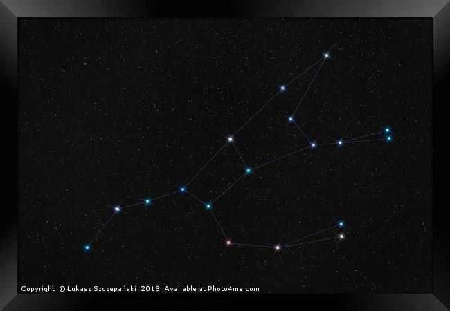 Ursa Major constellation, stars connected by lines Framed Print by Łukasz Szczepański