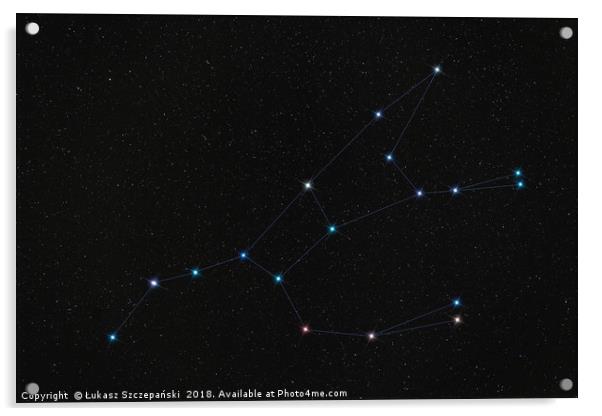 Ursa Major constellation, stars connected by lines Acrylic by Łukasz Szczepański