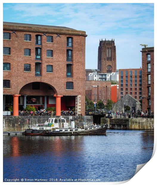 Royal Albert Dock and Liverpool Cathedral Print by Simon Martinez