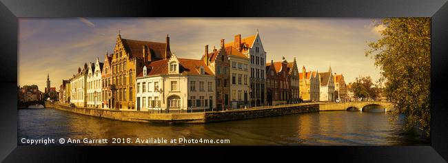 Bruges Panorama Framed Print by Ann Garrett