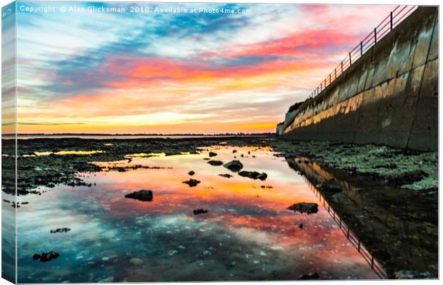 Sunset along Ramsgate east cliff. Canvas Print by Alan Glicksman