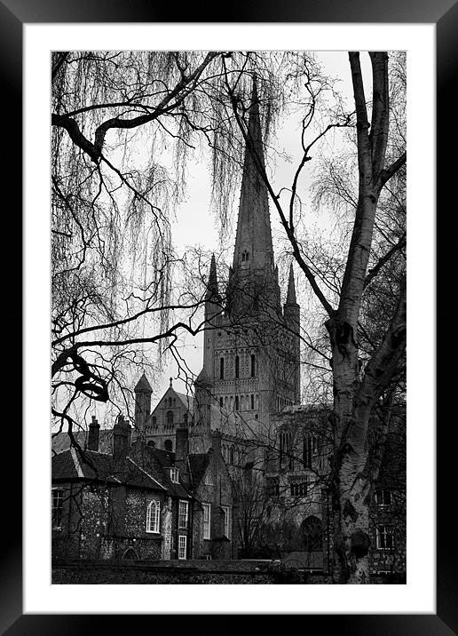Norwich Cathedral Winter Scene Framed Mounted Print by Darren Burroughs