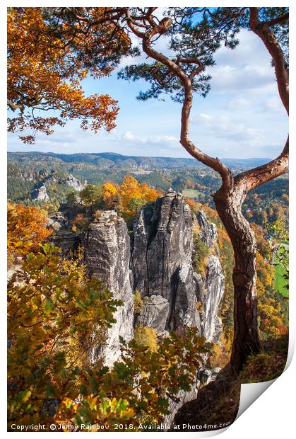 At The Edge. Saxon Switzerland by Jenny Rainbow Print by Jenny Rainbow