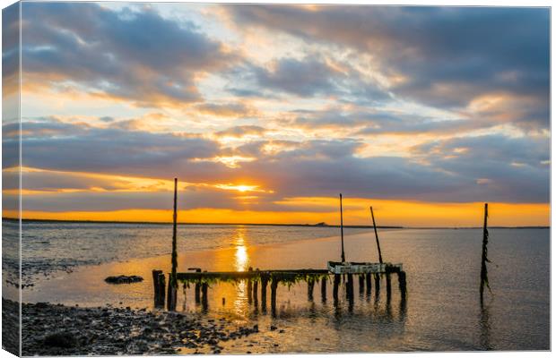 Oyster farm sunset on the Swale Canvas Print by Robin Lee
