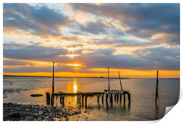 Oyster farm sunset on the Swale Print by Robin Lee