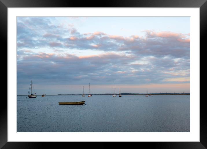 Boats at anchor on The Swale Framed Mounted Print by Robin Lee