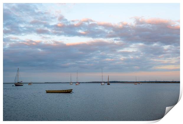 Boats at anchor on The Swale Print by Robin Lee