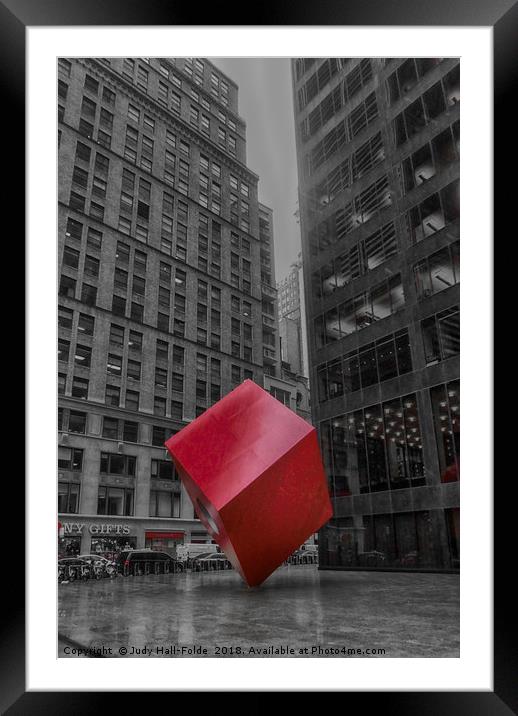 Red Cube Framed Mounted Print by Judy Hall-Folde
