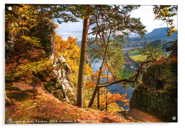 Trees On The Edge. Saxon Switzerland Acrylic by Jenny Rainbow
