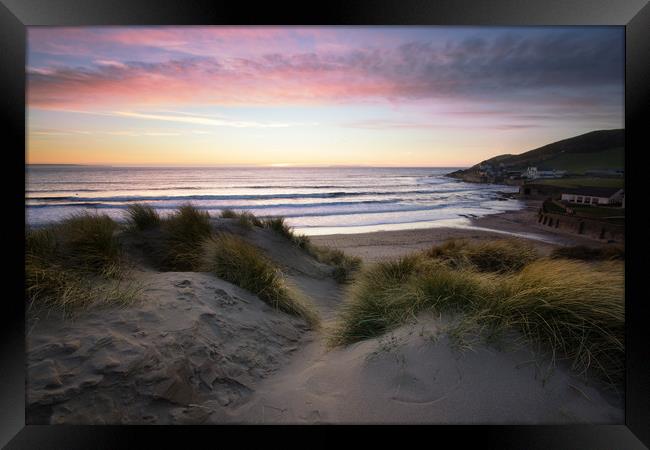 Croyde Bay Sunset Framed Print by Dave Wilkinson North Devon Ph