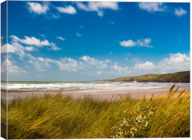 Freshwater West - White Surf Canvas Print by Colin Allen