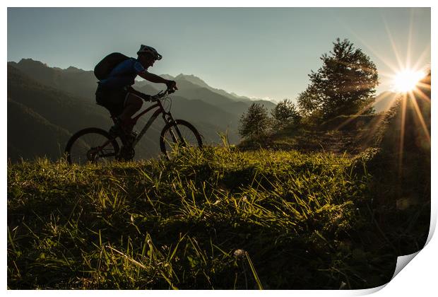 Mountain Biker at Sunset  Print by Fabrizio Malisan