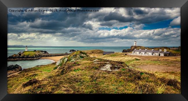 Llanddwyn Island Lighthouse and Beacon Framed Print by Adrian Evans