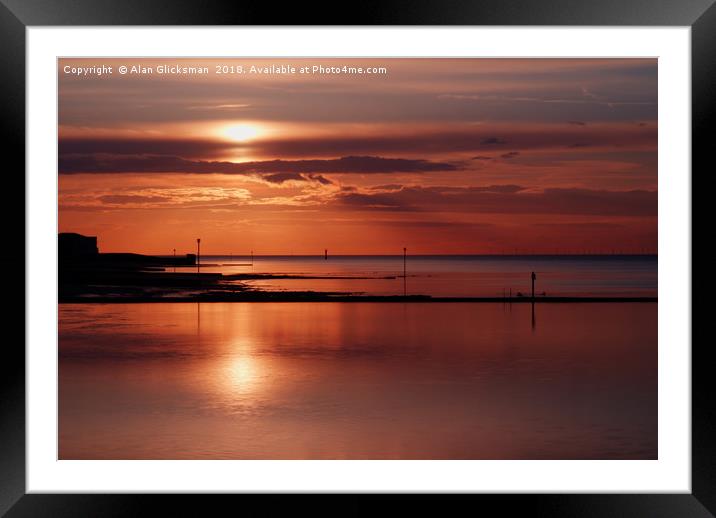 Sunset on the boating pool Framed Mounted Print by Alan Glicksman