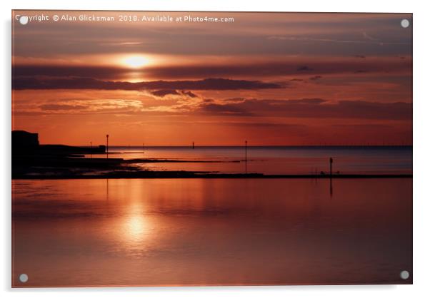 Sunset on the boating pool Acrylic by Alan Glicksman