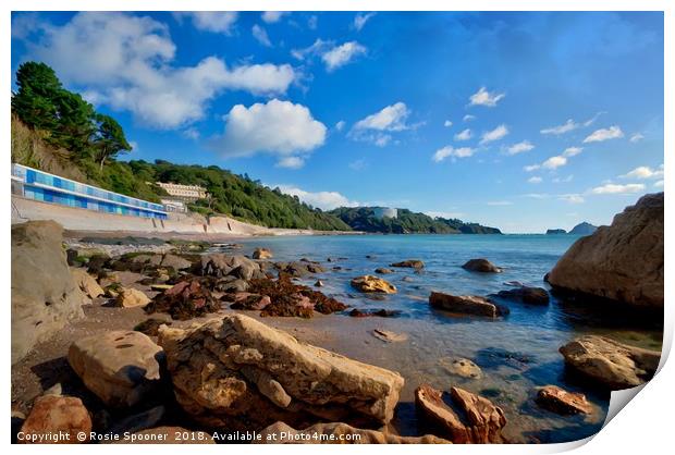 Meadfoot Beach Torquay at Low Tide  Print by Rosie Spooner