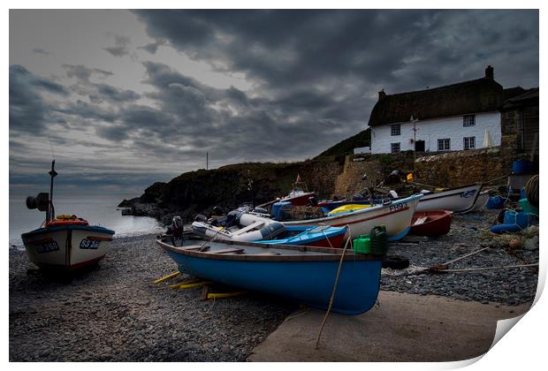 Cadgwith cove at dusk Print by Eddie John