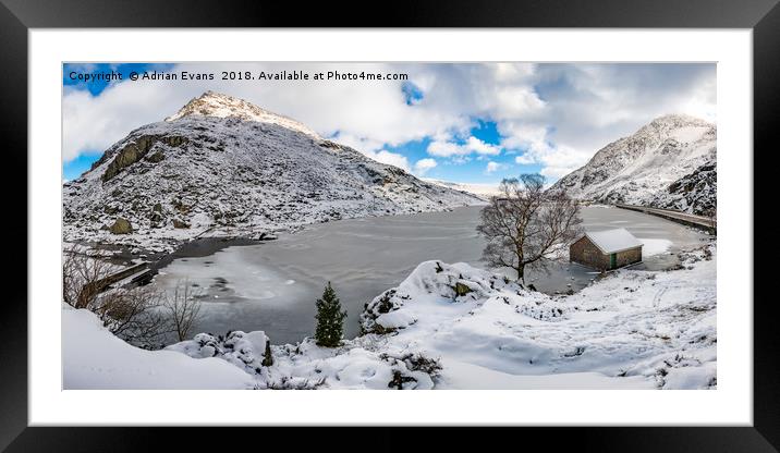 Ogwen Lake Winter Snowdonia Framed Mounted Print by Adrian Evans