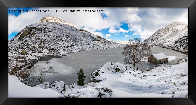 Ogwen Lake Winter Snowdonia Framed Print by Adrian Evans