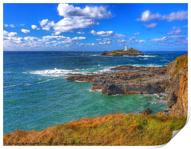 Clear water at Godrevy  Print by Andrew Driver