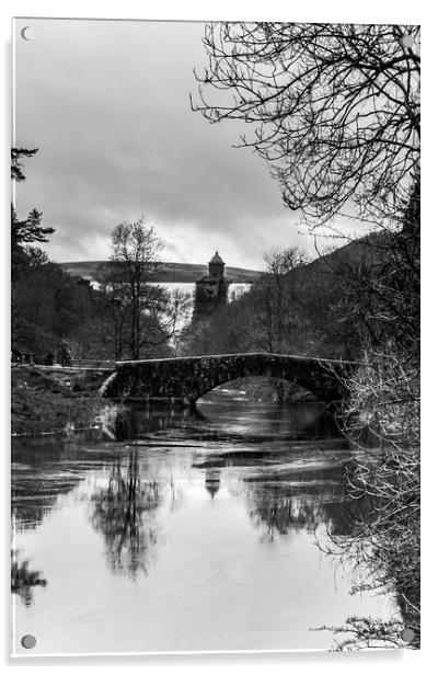 Pen y garreg Dam and bridge Elan Valley Wales Acrylic by Robin Lee