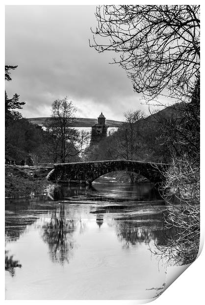 Pen y garreg Dam and bridge Elan Valley Wales Print by Robin Lee